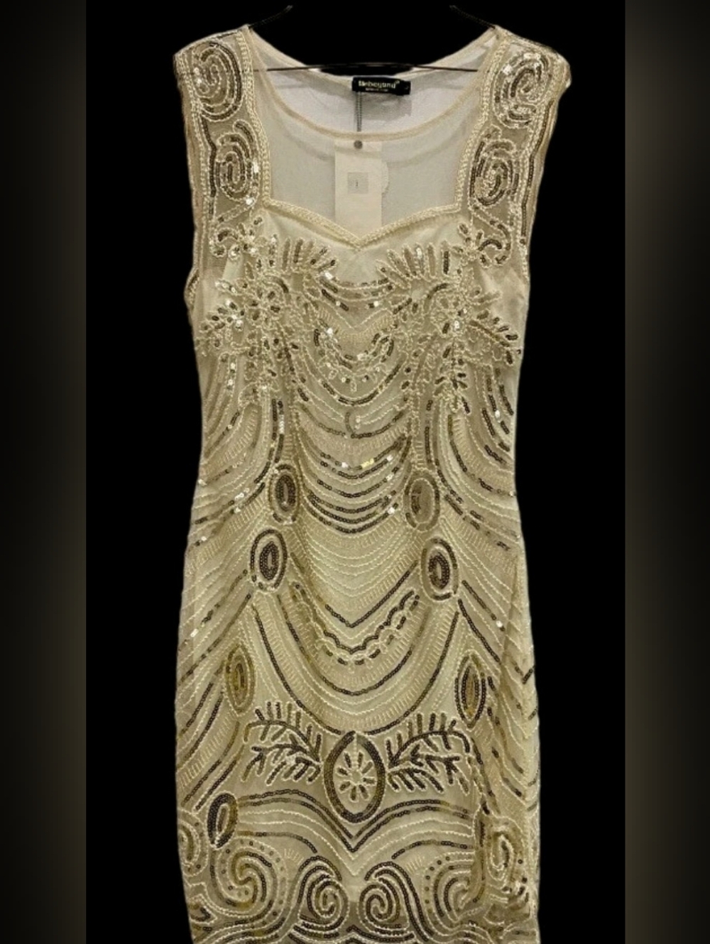 Babeyond Beaded Ivory Sheath Party Dress